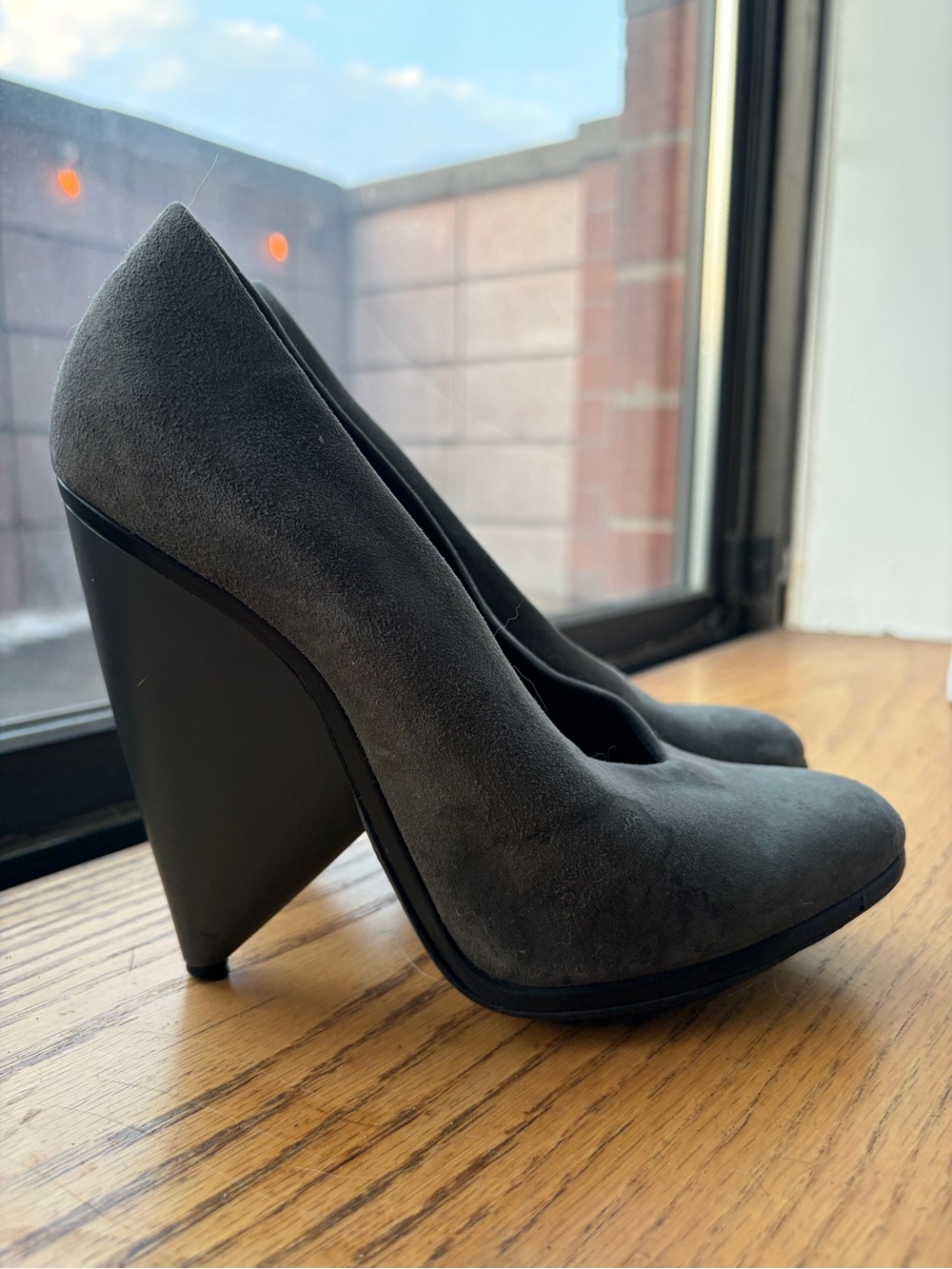 Balenciaga Suede High Heel Pump in Charcoal Gray